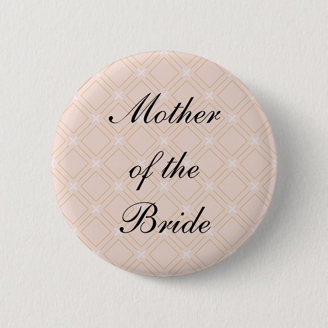 Pastel Peach and Gold GeometricMother of the Bride Button (Front)