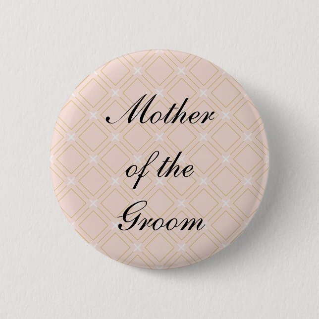 Pastel Peach and Gold Mother of the Groom Button (Front)