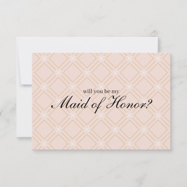 Pastel Peach and Gold Will You Be My Maid of Honor (Front)