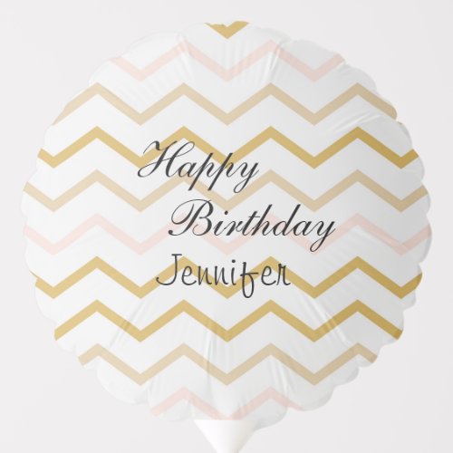 Pastel Peach and Gold Zig Zag Balloon