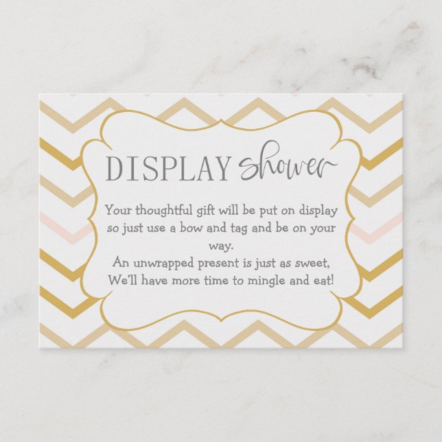 Pastel Peach and Gold Zig Zag Display Shower Enclosure Card (Front)