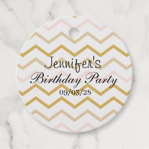 Pastel Peach and Gold Zig Zag Favor Tags