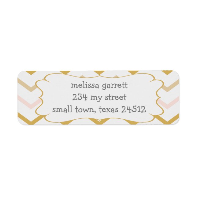 Pastel Peach and Gold Zig Zag Label (Front)