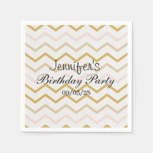 Pastel Peach and Gold Zig Zag Napkins