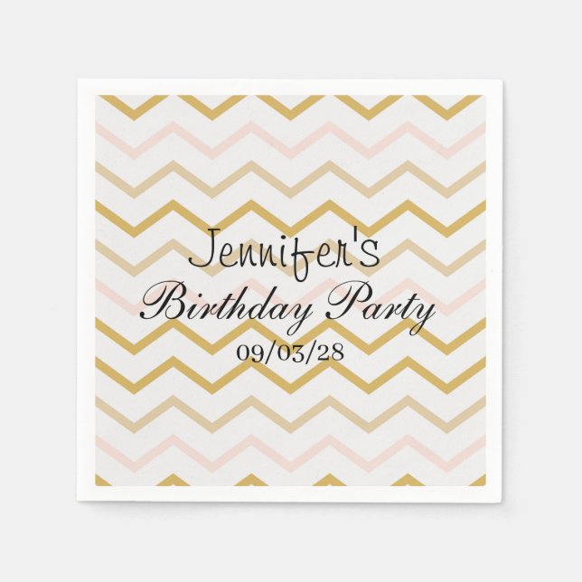 Pastel Peach and Gold Zig Zag Napkins (Front)