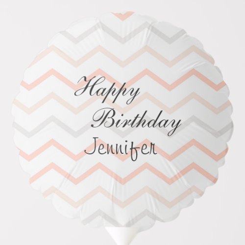 Pastel Peach and Grey Zig Zag Balloon