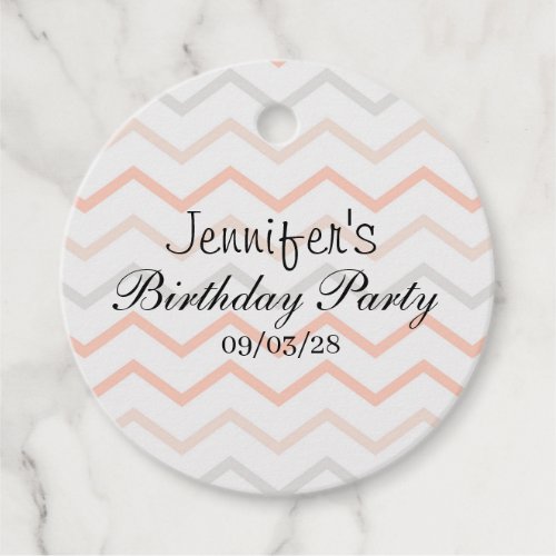 Pastel Peach and Grey Zig Zag Favor Tags