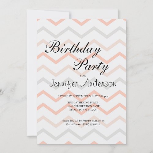 Pastel Peach and Grey Zig Zag Invitation