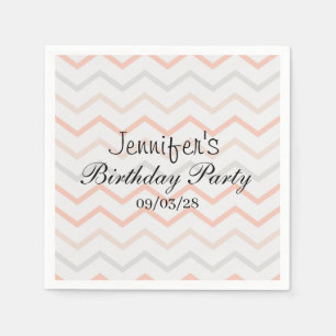 Pastel Peach and Grey Zig Zag Napkins