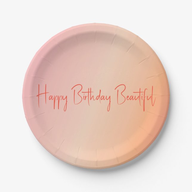 Pastel Peach and Pink Paper Plates (Front)