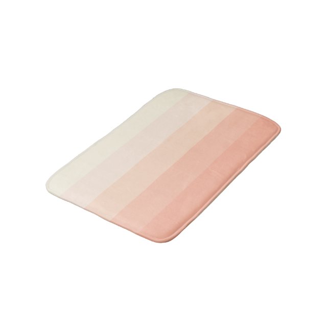 Pastel Peach Blush Orange Stripes Pattern Bath Mat (Angled)