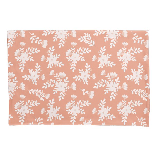 Pastel Peach Botanica Pillow Case (Front)