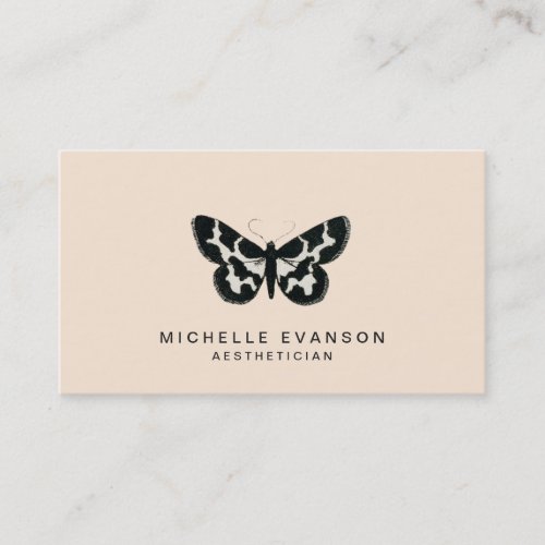 Pastel Peach Butterfly Logo Minimalist Business Card
