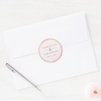 Pastel Peach Dreamy Abstract Art Wedding Classic Round Sticker