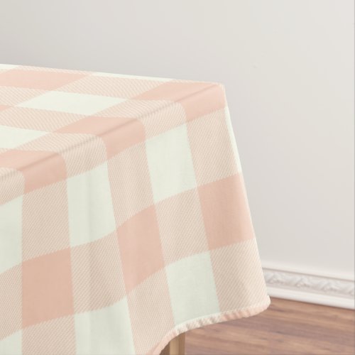Pastel Peach Gingham Buffalo Check Plaid Pattern   Tablecloth