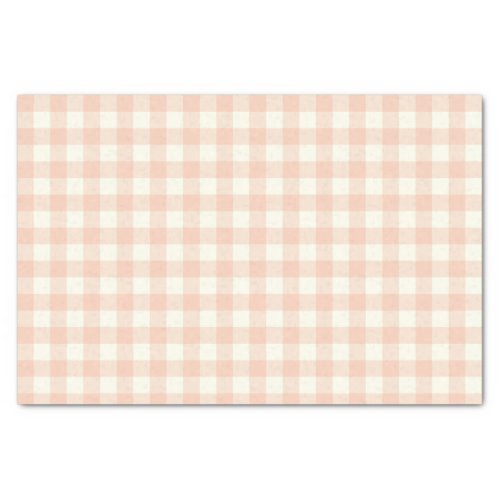 Pastel Peach Gingham Buffalo Check Plaid Pattern   Tissue Paper