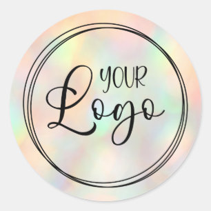 Pastel Peach Holographic Gradient Logo Classic Round Sticker