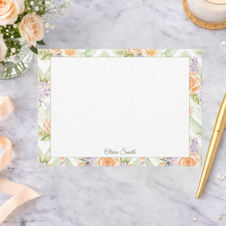 Pastel Peach Lavender Sage Spring Floral Note Card