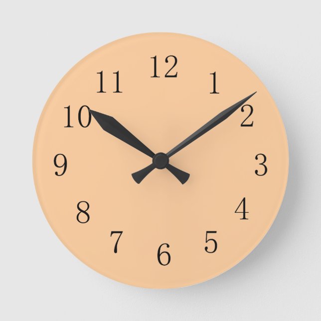Pastel Peach Orange Earth Tone Kitchen Wall Clock (Front)