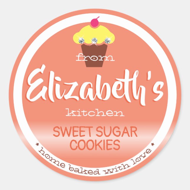 Pastel Peach Orange Sweet Cupcake Baking Labels  (Front)