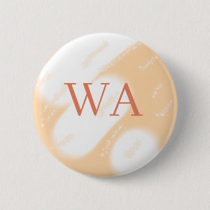 Pastel peach orange white monogram retro bold name button