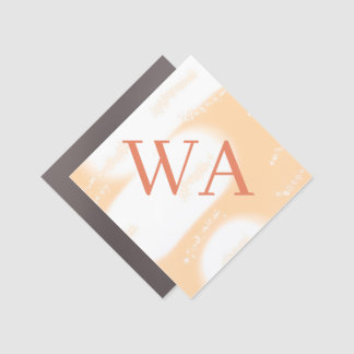 Pastel peach orange white monogram retro bold name car magnet