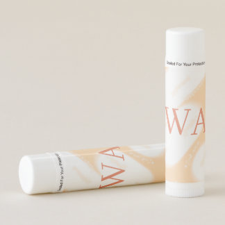 Pastel peach orange white monogram retro bold name lip balm