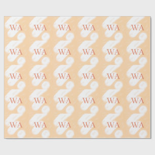Pastel peach orange white monogram retro bold name wrapping paper