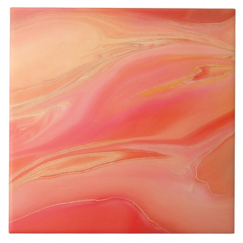 Pastel peach pink abstract ceramic tile