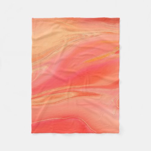 Pastel peach pink abstract fleece blanket