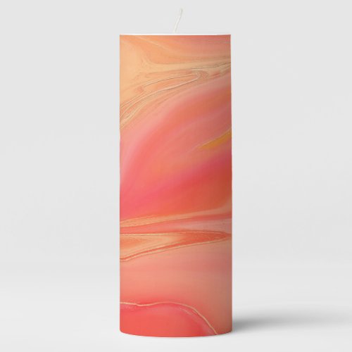 Pastel peach pink abstract pillar candle