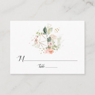 Pastel Peach Pink Gold Geometric Flat Place Cards