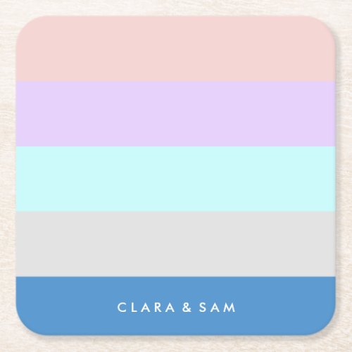 pastel peach purple mint grey blue color block square paper coaster