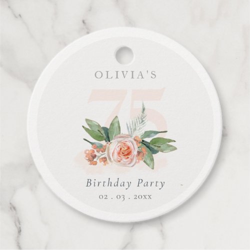 Pastel Peach Rose Floral Bunch Any age Birthday Favor Tags