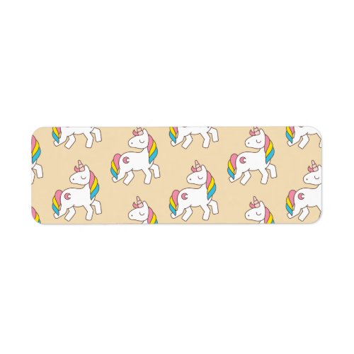 Pastel Peach Unicorn Pattern Label