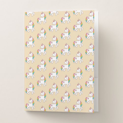 Pastel Peach Unicorn Pattern Pocket Folder