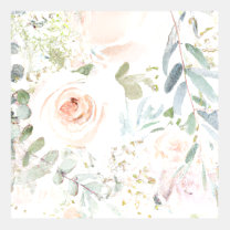 Pastel Peach Watercolor Roses with Greenery