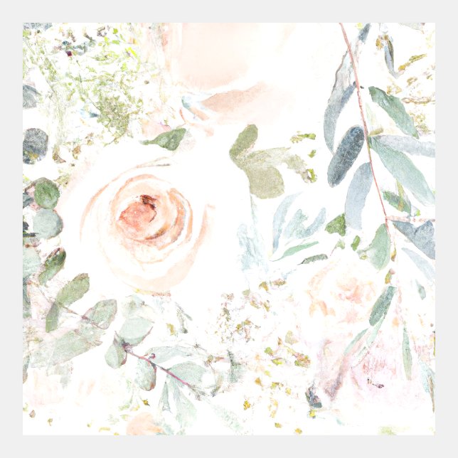 Pastel Peach Watercolor Roses with Greenery (Front)