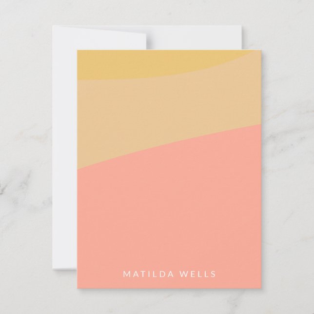 Pastel Peach Yellow Personalized Name Stationery Note Card (Front)