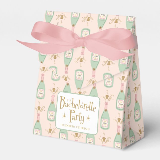 Pastel Peachy Bachelorette Party Sparkle Favor Boxes (Front Side)
