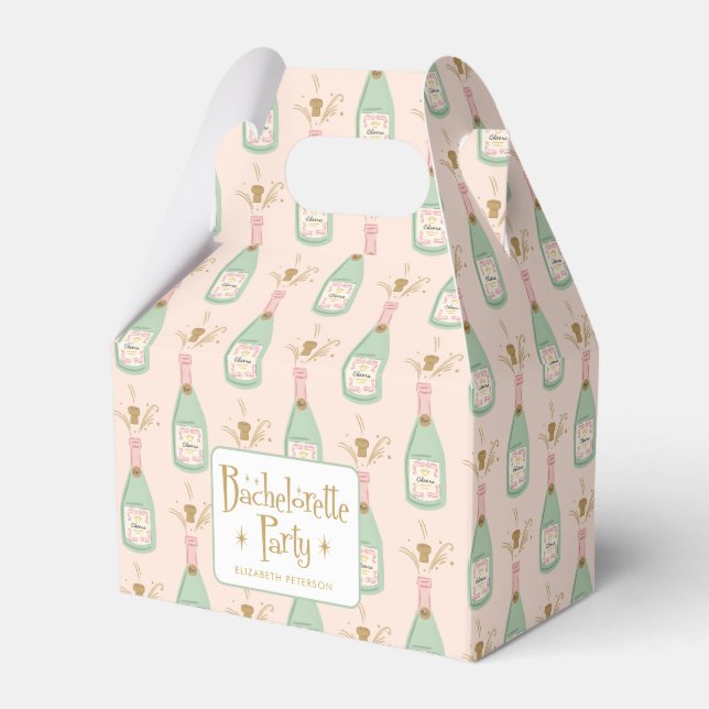 Pastel Peachy Bachelorette Party Sparkle Favor Boxes (Front Side)