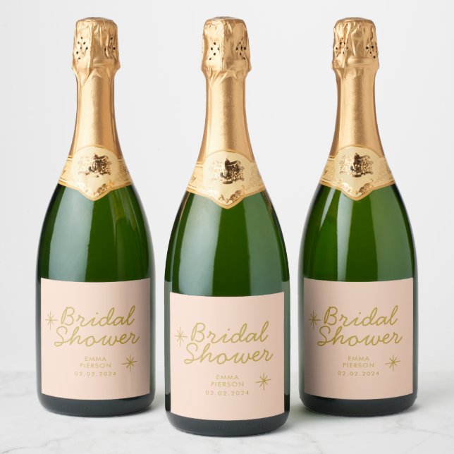 Pastel Peachy Bridal Shower  Sparkling Wine Label (Bottles)