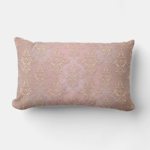 Pastel Peachy Damask Lumbar Pillow