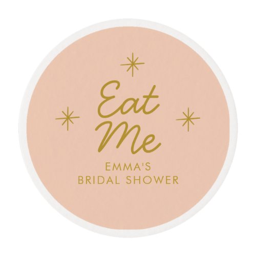 Pastel Peachy Eat me handwritting Bridal Shower Edible Frosting Rounds