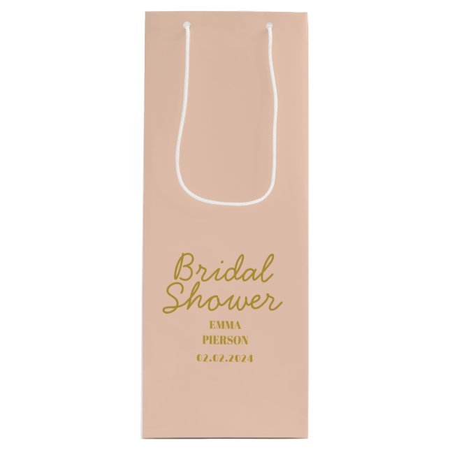 Pastel Peachy Favor gift Bridal Shower  Wine Gift Bag (Front)