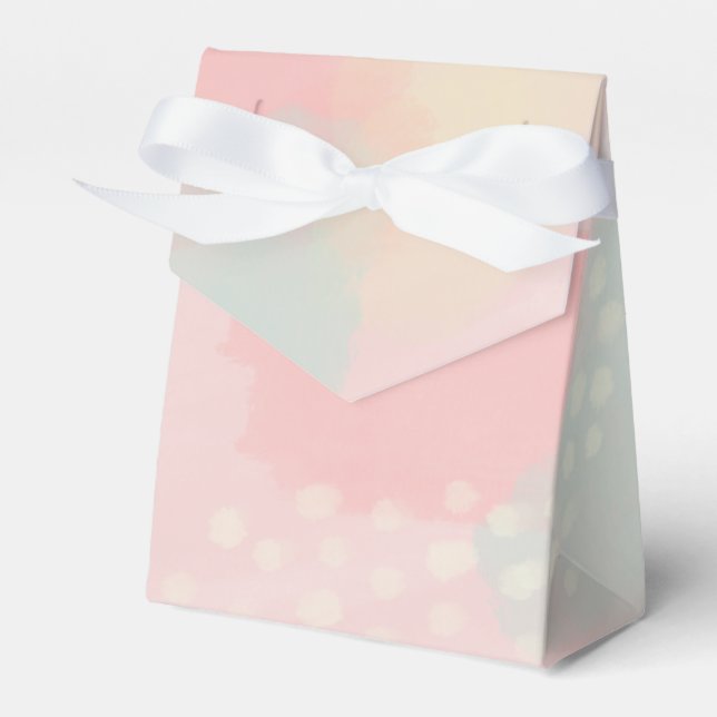 Pastel Peachy Pink Abstract Art Wedding Favor Boxes (Front Side)
