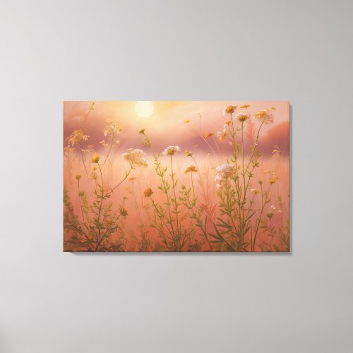 Pastel Peachy Pink Wildflower Landscape Print