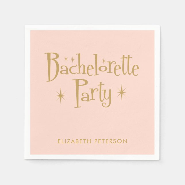 Pastel Peachy Retro Bachelorette Napkins (Front)