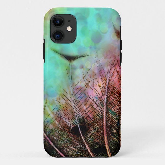 Pastel Peacock Feathers Case-Mate iPhone Case (Back)