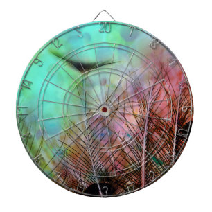 Pastel Peacock Feathers Dart Board